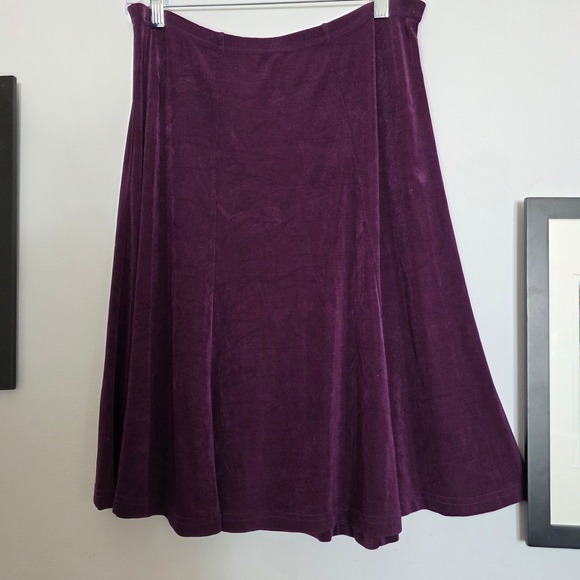 Fiore Purple A-Line Midi Skirt Elastic Waist Stretch Made in USA Medium - Picture 5 of 11